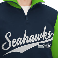 Seattle Seahawks Tommy Hilfiger Aiden Quarter-Zip Sweatshirt College Navy/Neon Green | NFL