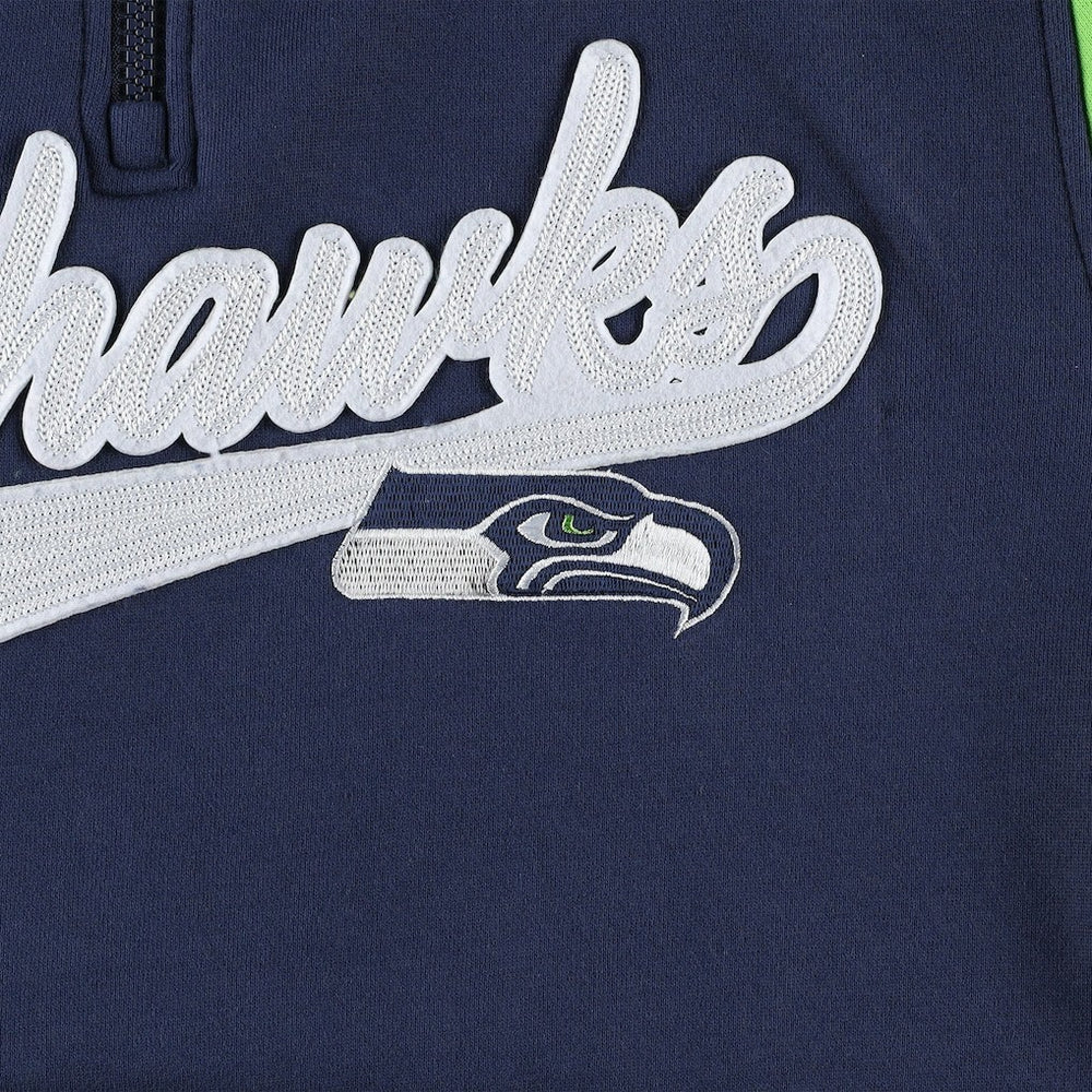 Seattle Seahawks Tommy Hilfiger Aiden Quarter-Zip Sweatshirt College Navy/Neon Green | NFL