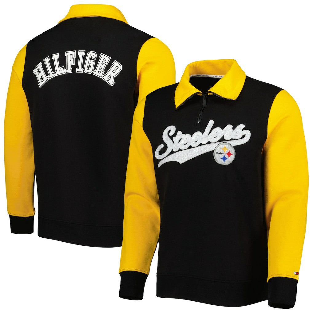 Pittsburgh Steelers Tommy Hilfiger Aiden Quarter-Zip Sweatshirt Black/Gold | NFL