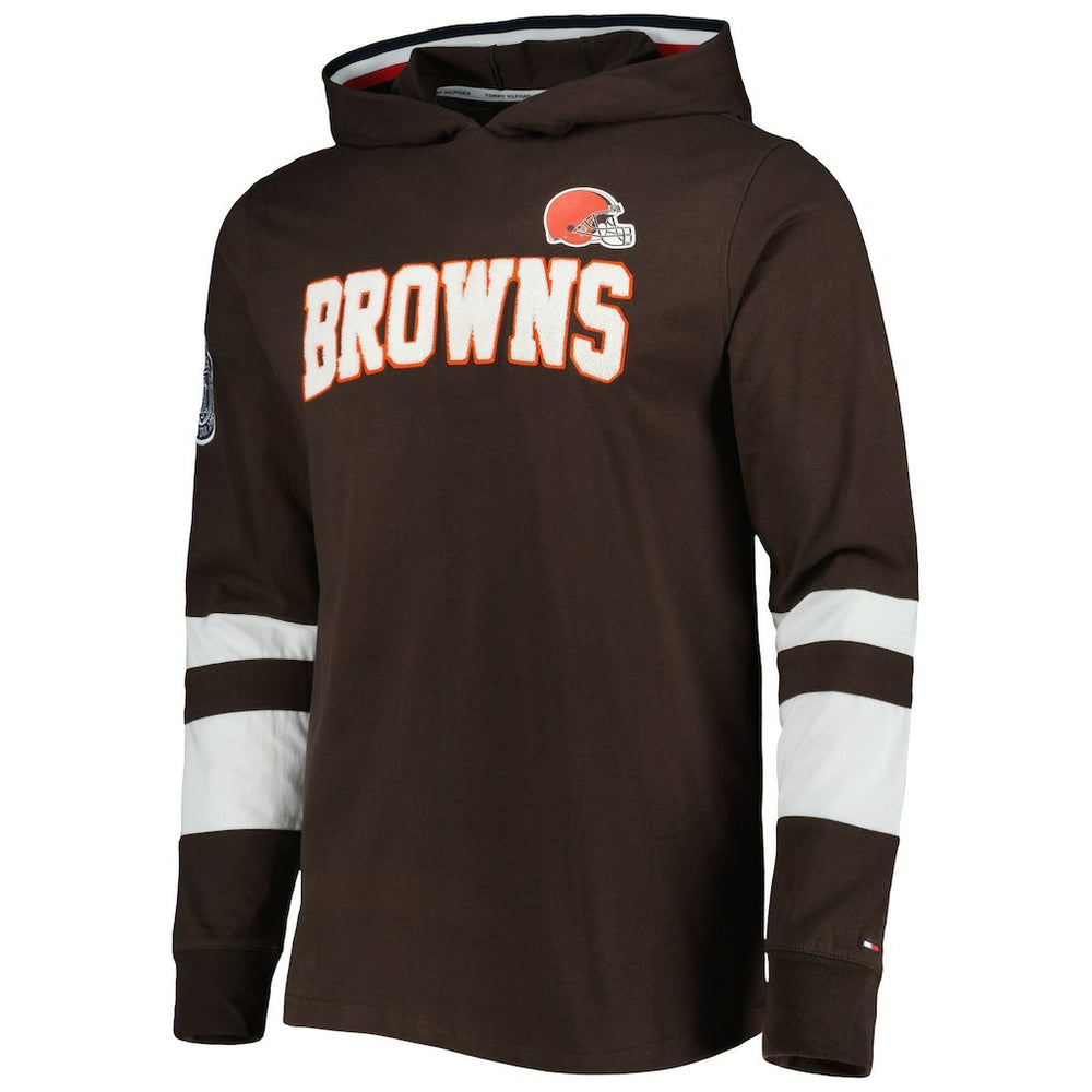 Cleveland Browns Tommy Hilfiger Alex Long Sleeve Hoodie T-Shirt Brown/White | NFL