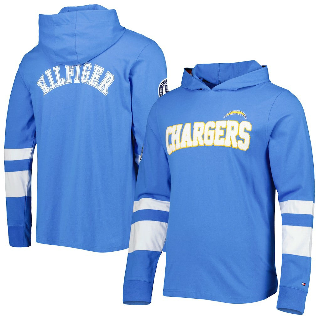 Los Angeles Chargers Tommy Hilfiger Alex Long Sleeve Hoodie T-Shirt Powder Blue/White | NFL