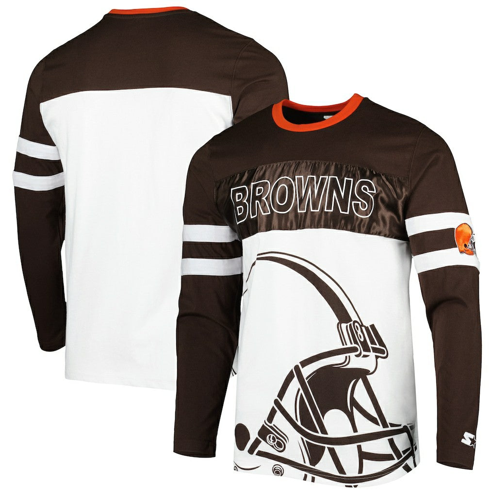 Cleveland Browns Starter Halftime Long Sleeve T-Shirt Brown/White | NFL