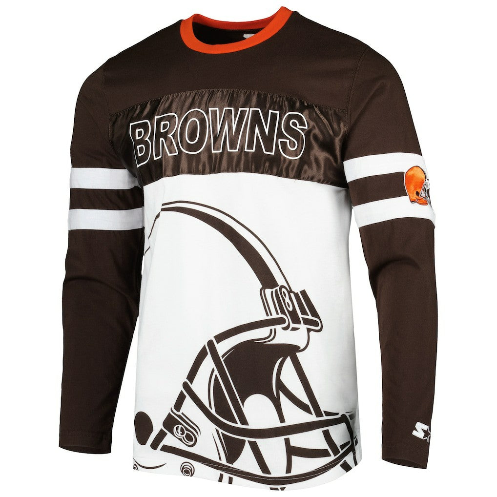 Cleveland Browns Starter Halftime Long Sleeve T-Shirt Brown/White | NFL