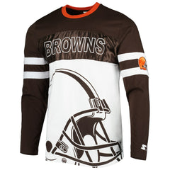Cleveland Browns Starter Halftime Long Sleeve T-Shirt Brown/White | NFL