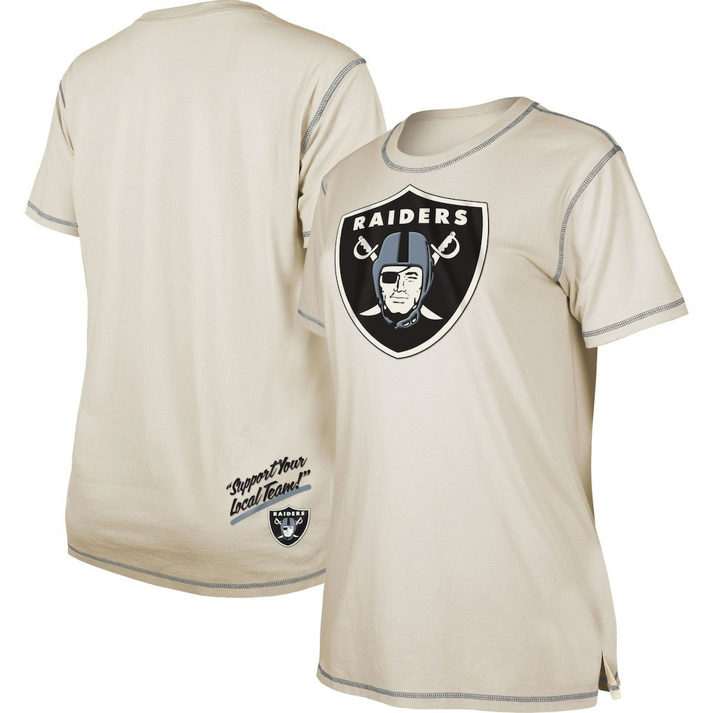 Las Vegas Raiders New Era Women's Split T-Shirt Cream | NFL