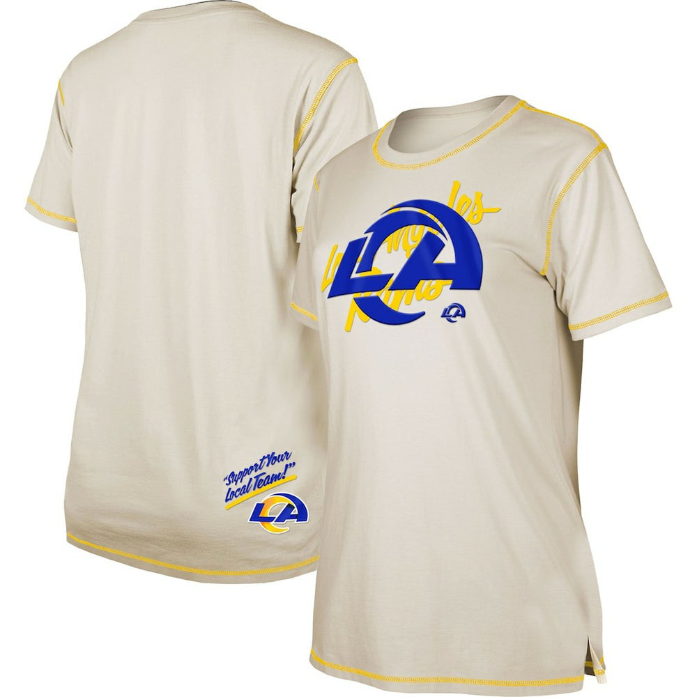 Los Angeles Rams New Era Women's Split T-Shirt Cream | NFL