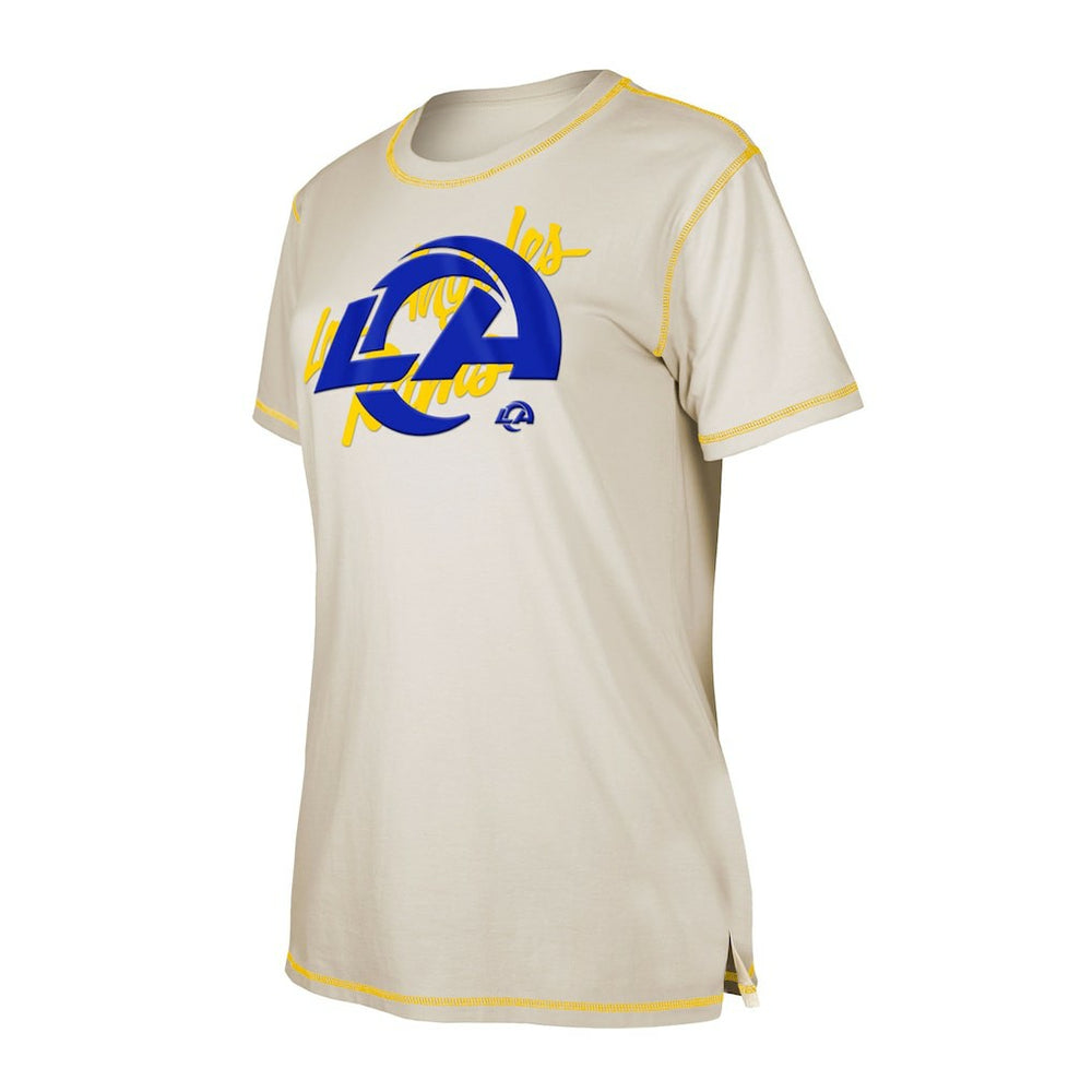 Los Angeles Rams New Era Women's Split T-Shirt Cream | NFL
