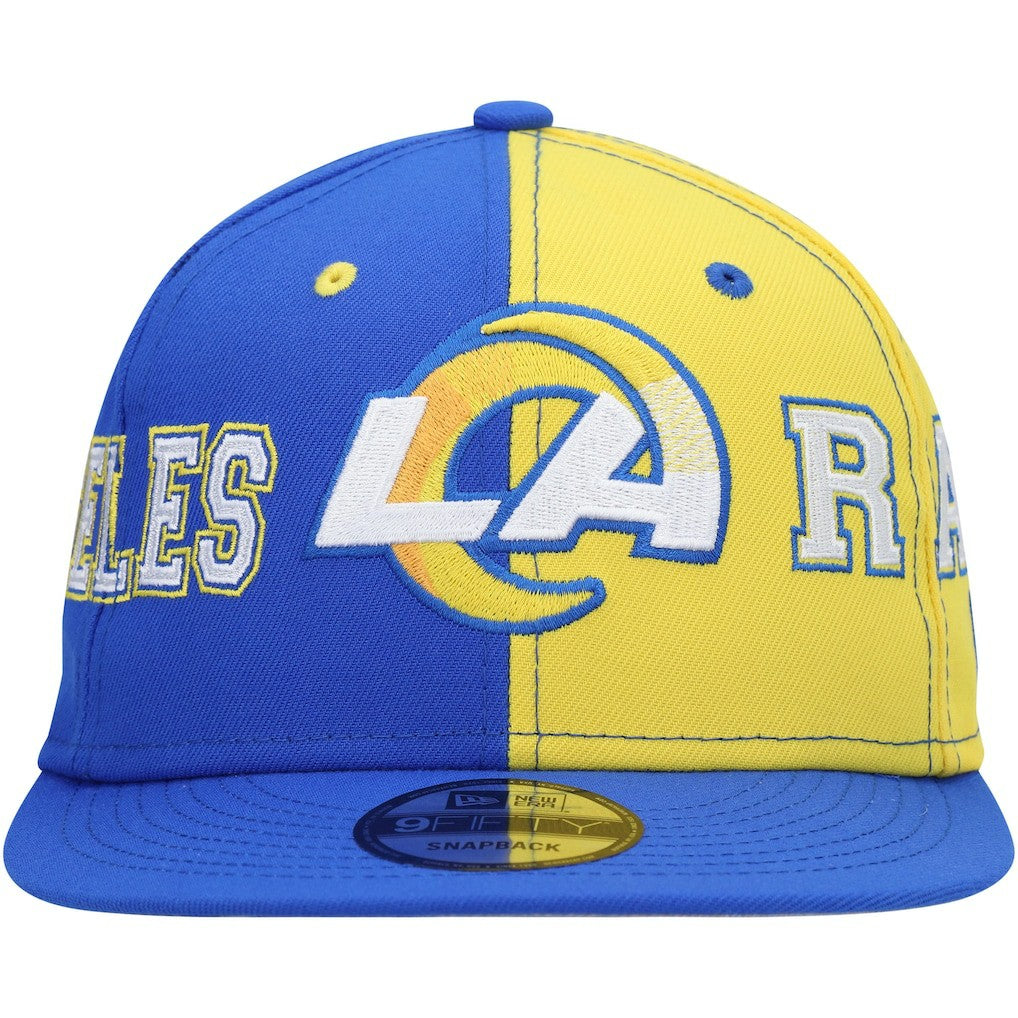 Los Angeles Rams New Era Team Split 9FIFTY Snapback Hat Royal/Gold | NFL