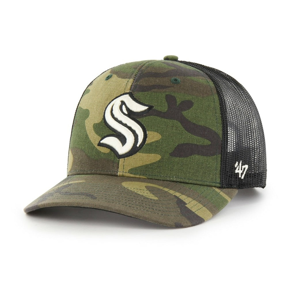 Seattle Kraken '47 Trucker Snapback Hat - Camo/Black - NHL