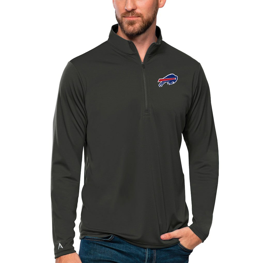 Buffalo Bills Antigua Tribute Quarter-Zip Lightweight Pullover Top Charcoal | NFL
