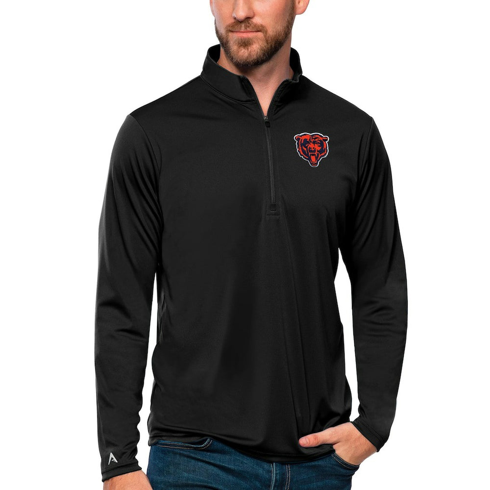 Chicago Bears Antigua Tribute Quarter-Zip Lightweight Pullover Top Black | NFL