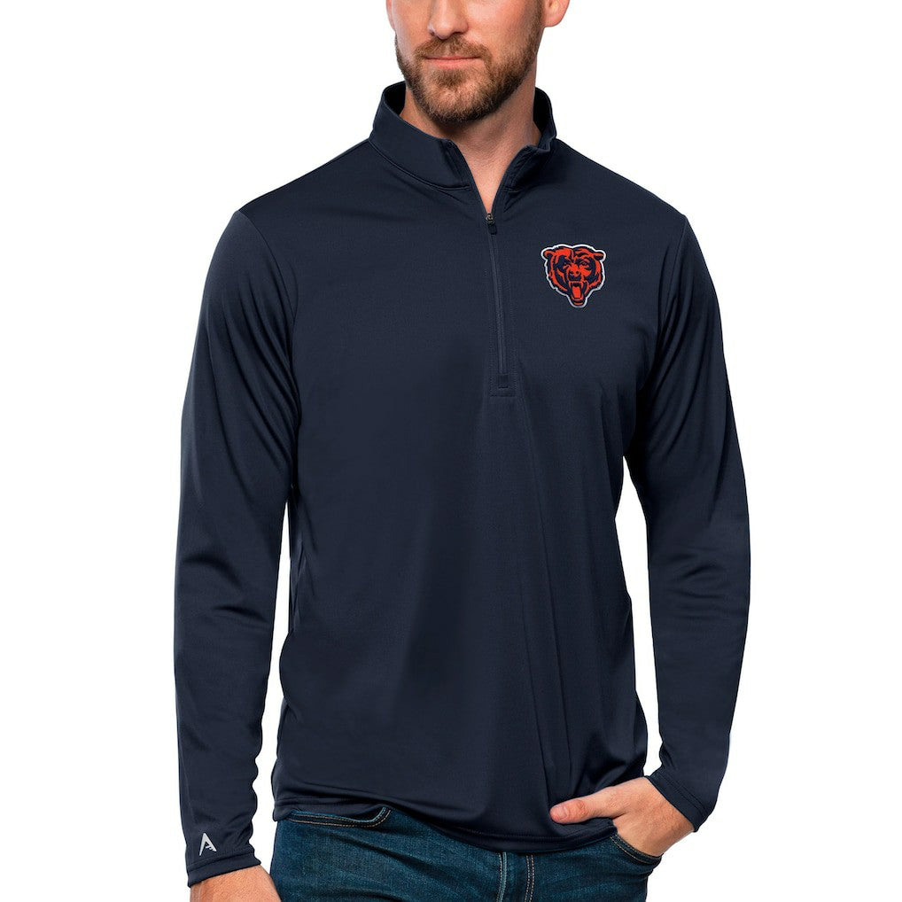 Chicago Bears Antigua Tribute Quarter-Zip Lightweight Pullover Top Navy | NFL