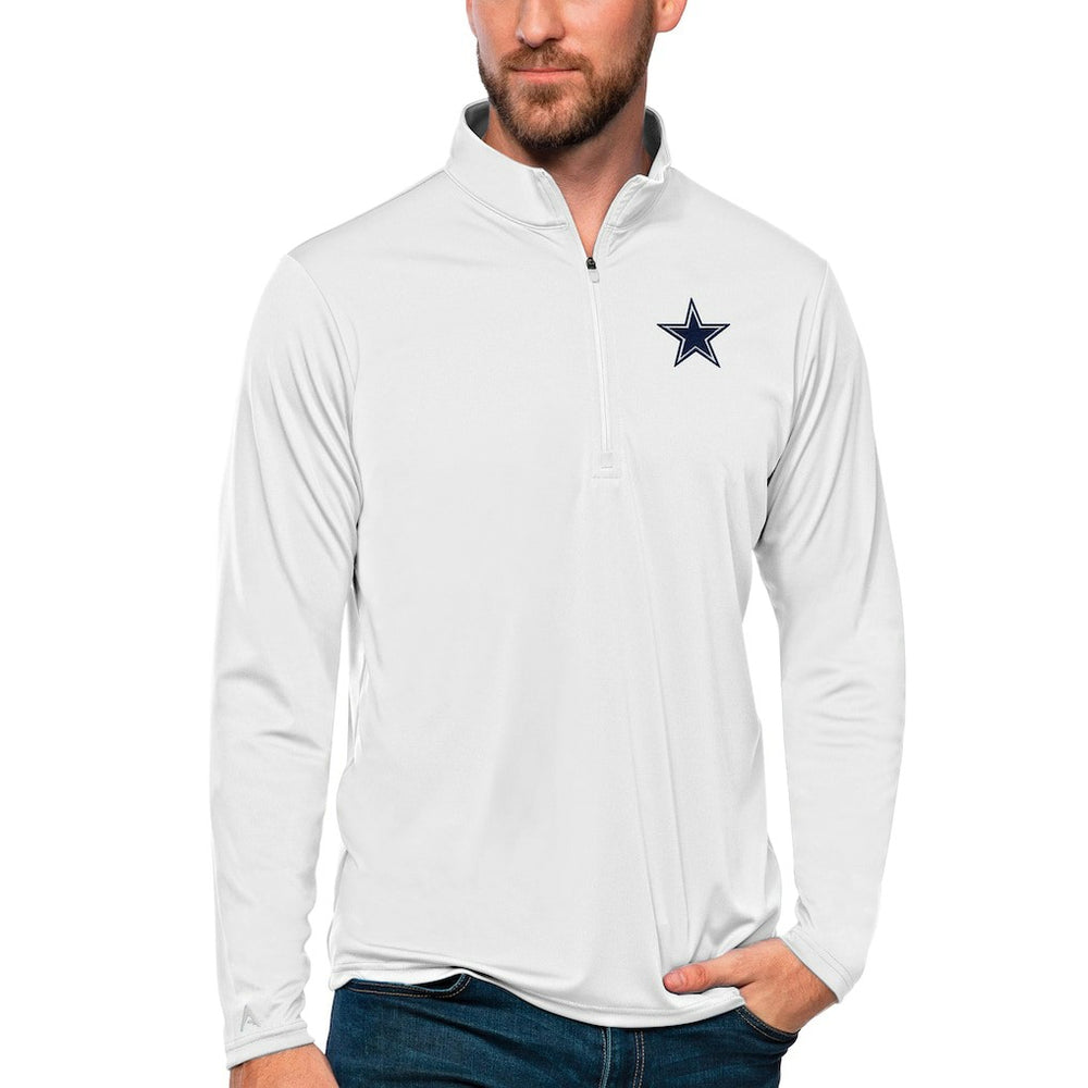 Dallas Cowboys Antigua Tribute Quarter-Zip Lightweight Pullover Top White | NFL
