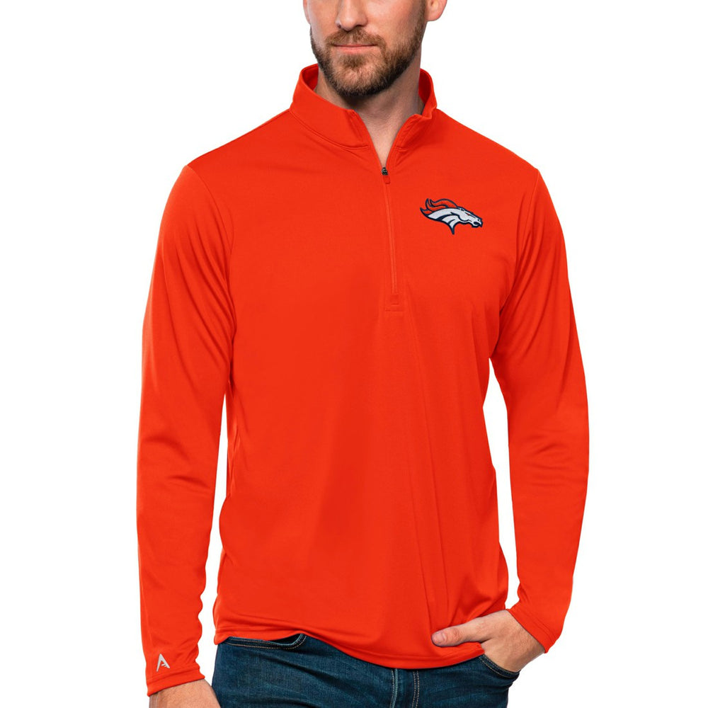 Denver Broncos Antigua Tribute Quarter-Zip Lightweight Pullover Top Orange | NFL