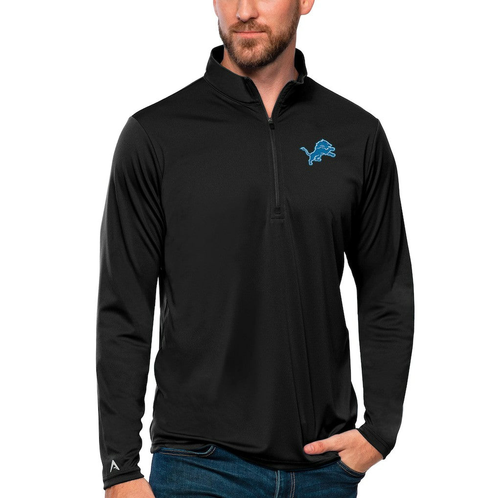Detroit Lions Antigua Tribute Quarter-Zip Lightweight Pullover Top Black | NFL