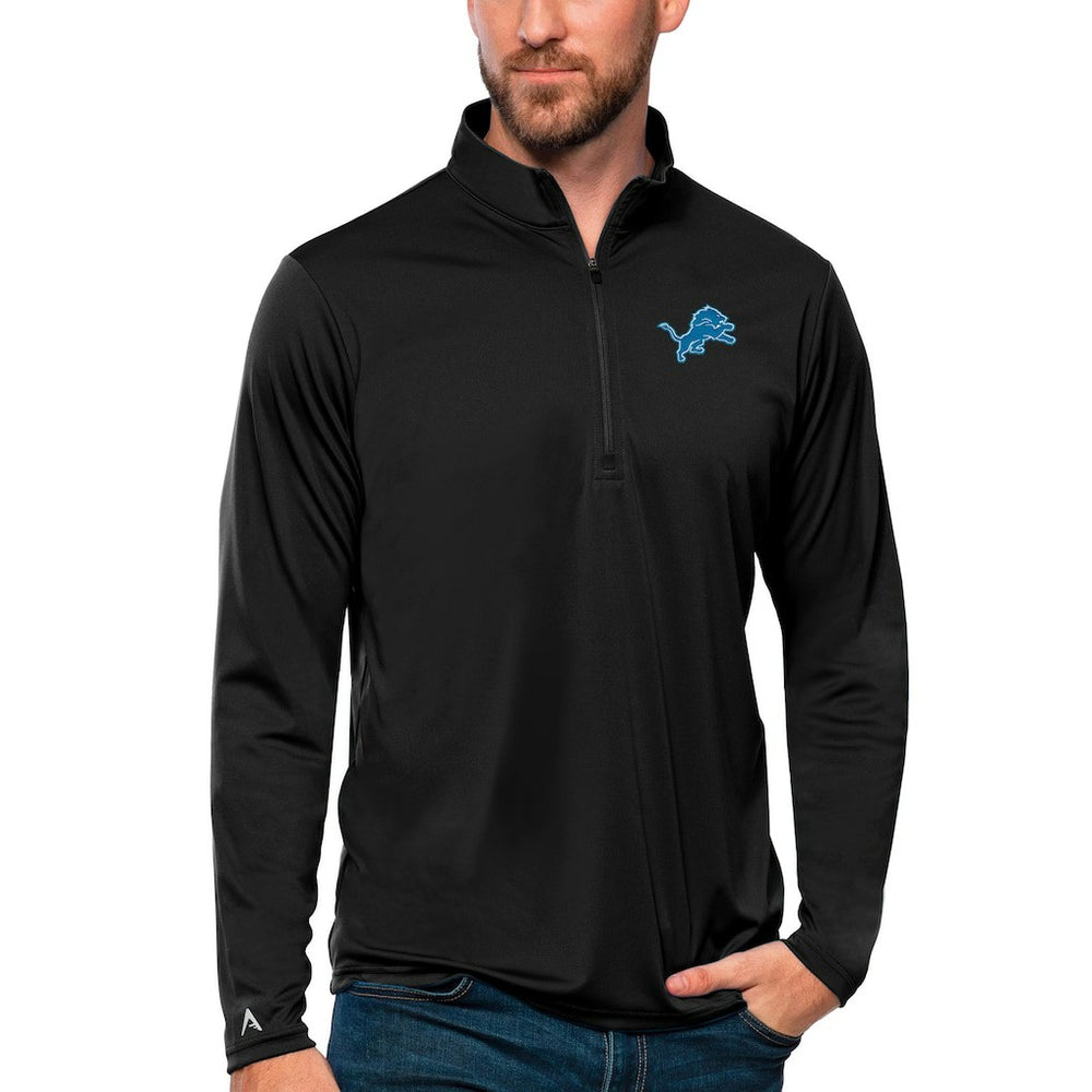 Detroit Lions Antigua Tribute Quarter-Zip Lightweight Pullover Top Black | NFL