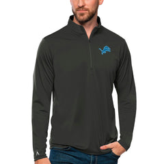 Detroit Lions Antigua Tribute Quarter-Zip Lightweight Pullover Top Charcoal | NFL