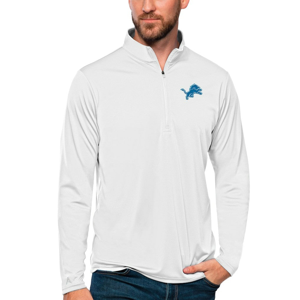 Detroit Lions Antigua Tribute Quarter-Zip Lightweight Pullover Top White | NFL