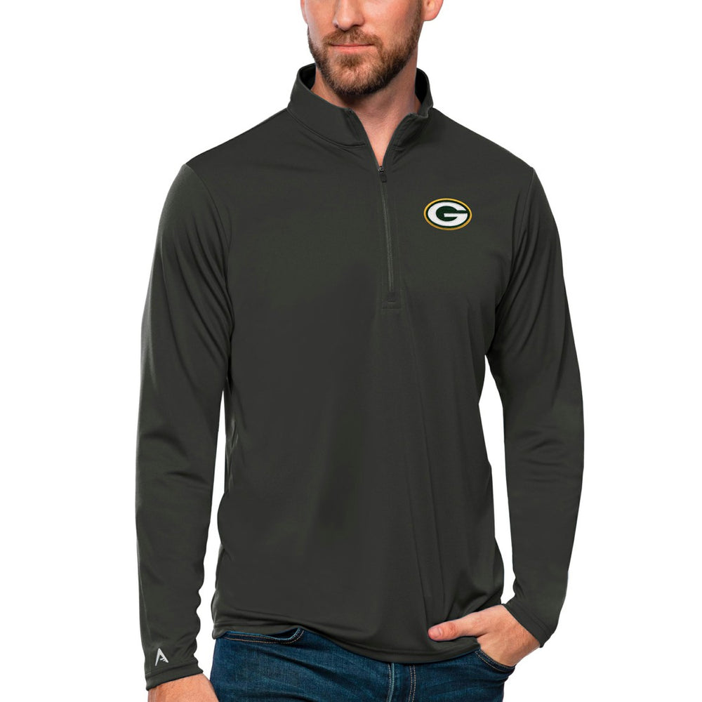 Green Bay Packers Antigua Tribute Quarter-Zip Lightweight Pullover Top Charcoal | NFL