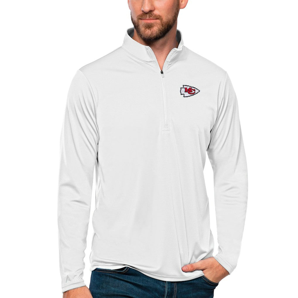 Kansas City Chiefs Antigua Tribute Quarter-Zip Lightweight Pullover Top White | NFL