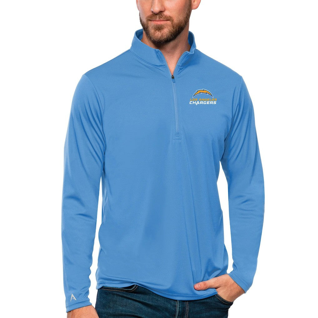 Los Angeles Chargers Antigua Tribute Quarter-Zip Lightweight Pullover Top Powder Blue | NFL