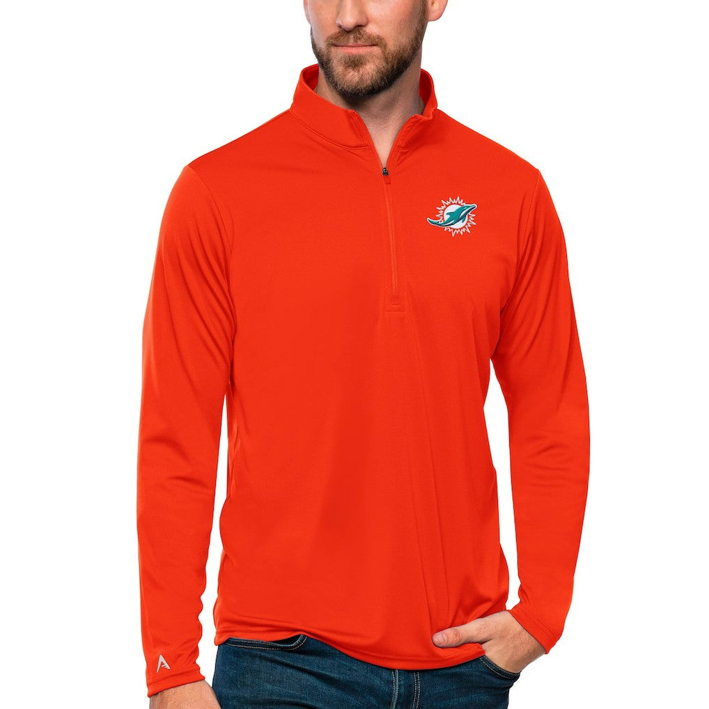 Miami Dolphins Antigua Tribute Quarter-Zip Lightweight Pullover Top Orange | NFL