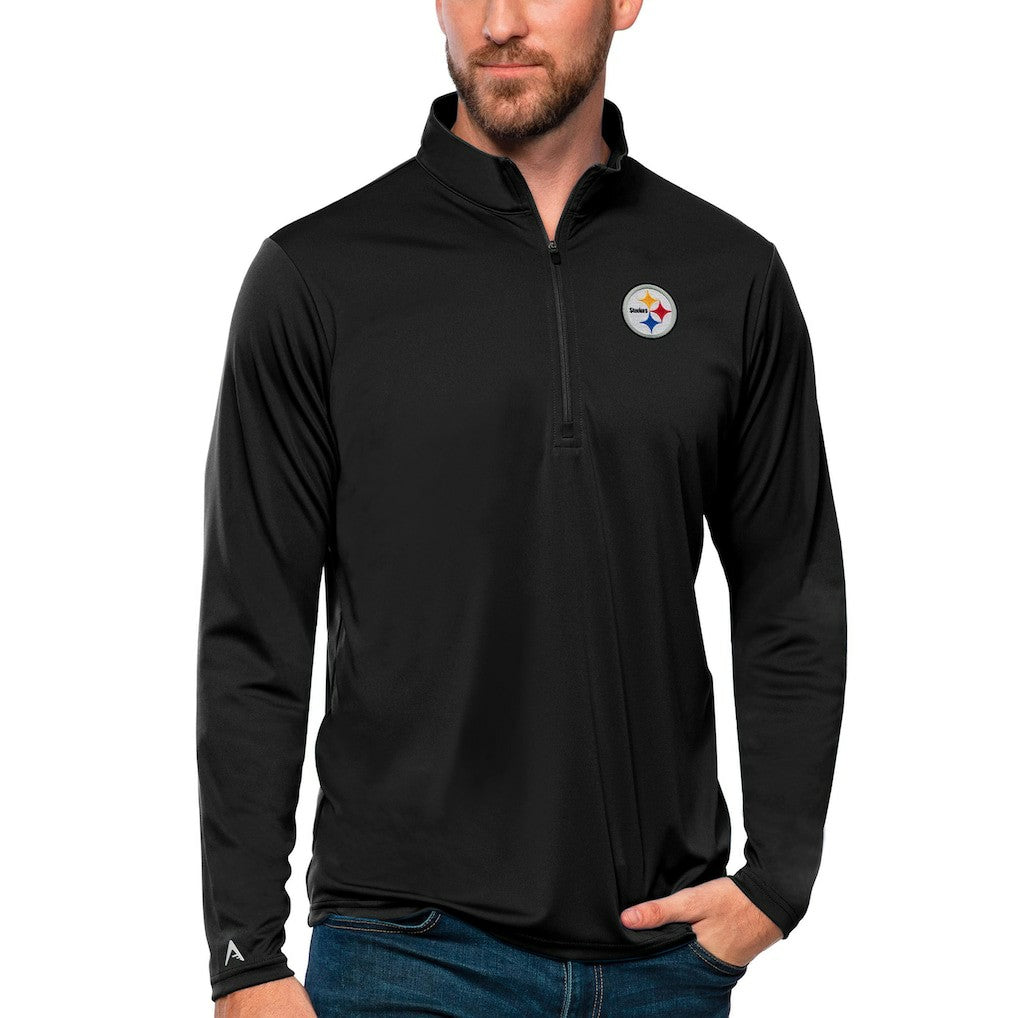Pittsburgh Steelers Antigua Tribute Quarter-Zip Lightweight Pullover Top Black | NFL