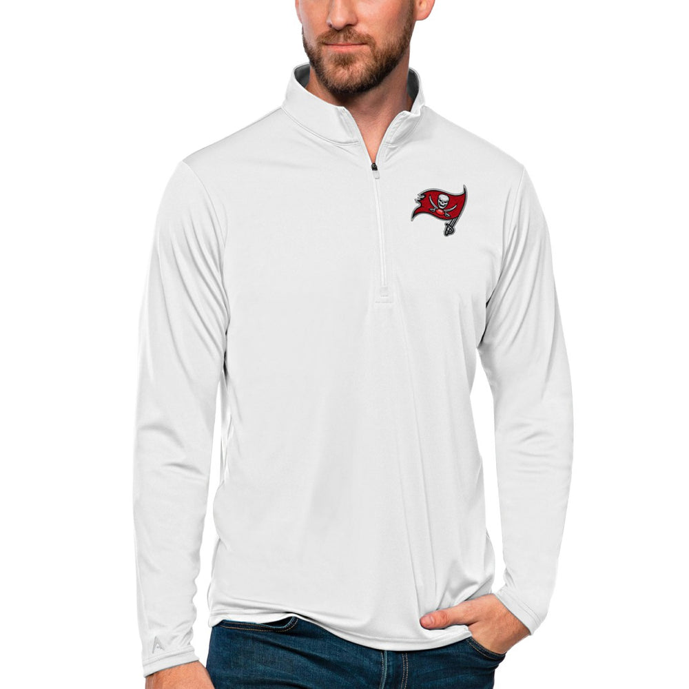 Tampa Bay Buccaneers Antigua Tribute Quarter-Zip Lightweight Pullover Top White | NFL