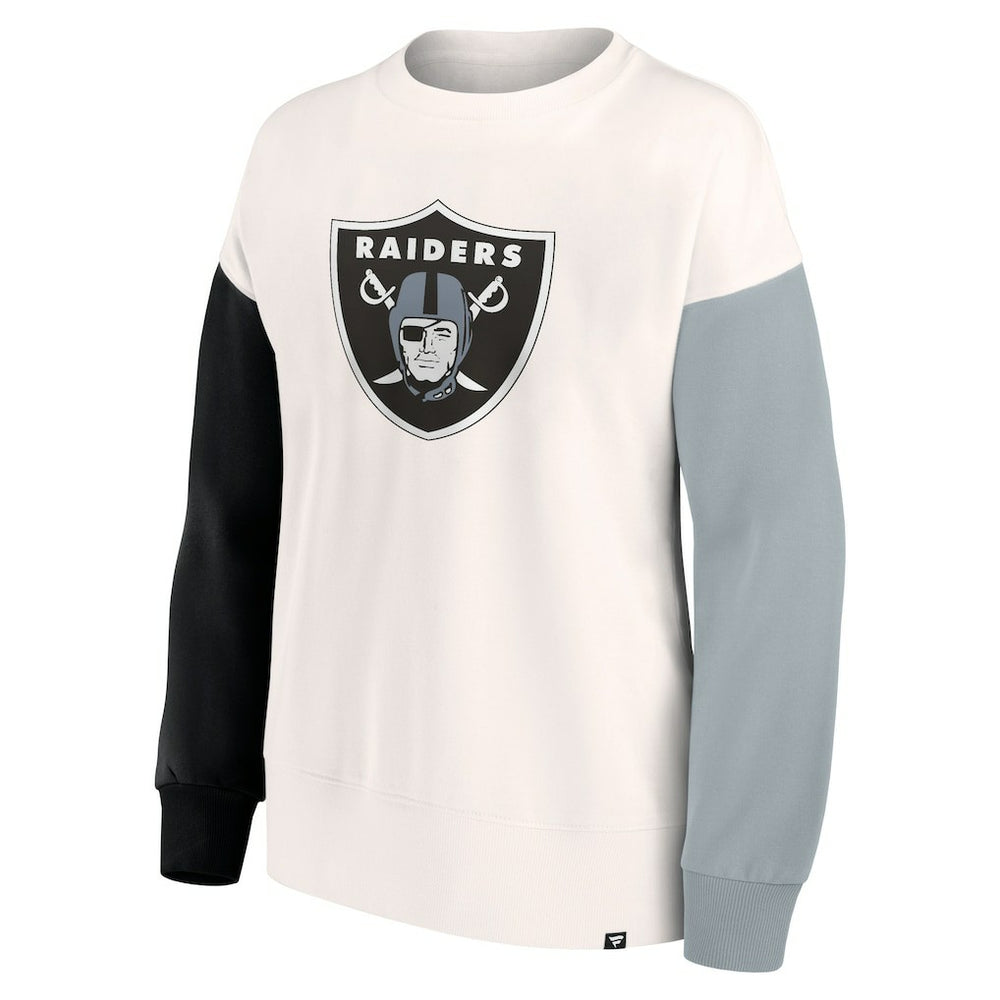 Las Vegas Raiders Women's Colorblock Primary Logo Pullover Sweatshirt White | Fanatics