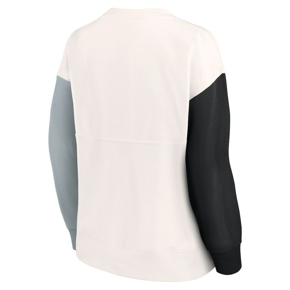 Las Vegas Raiders Women's Colorblock Primary Logo Pullover Sweatshirt White | Fanatics