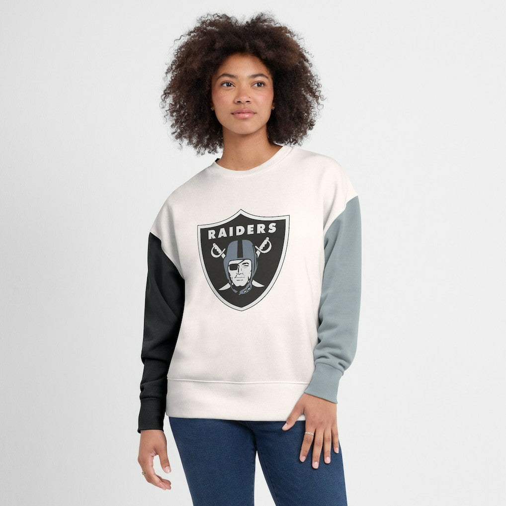 Las Vegas Raiders Women's Colorblock Primary Logo Pullover Sweatshirt White | Fanatics
