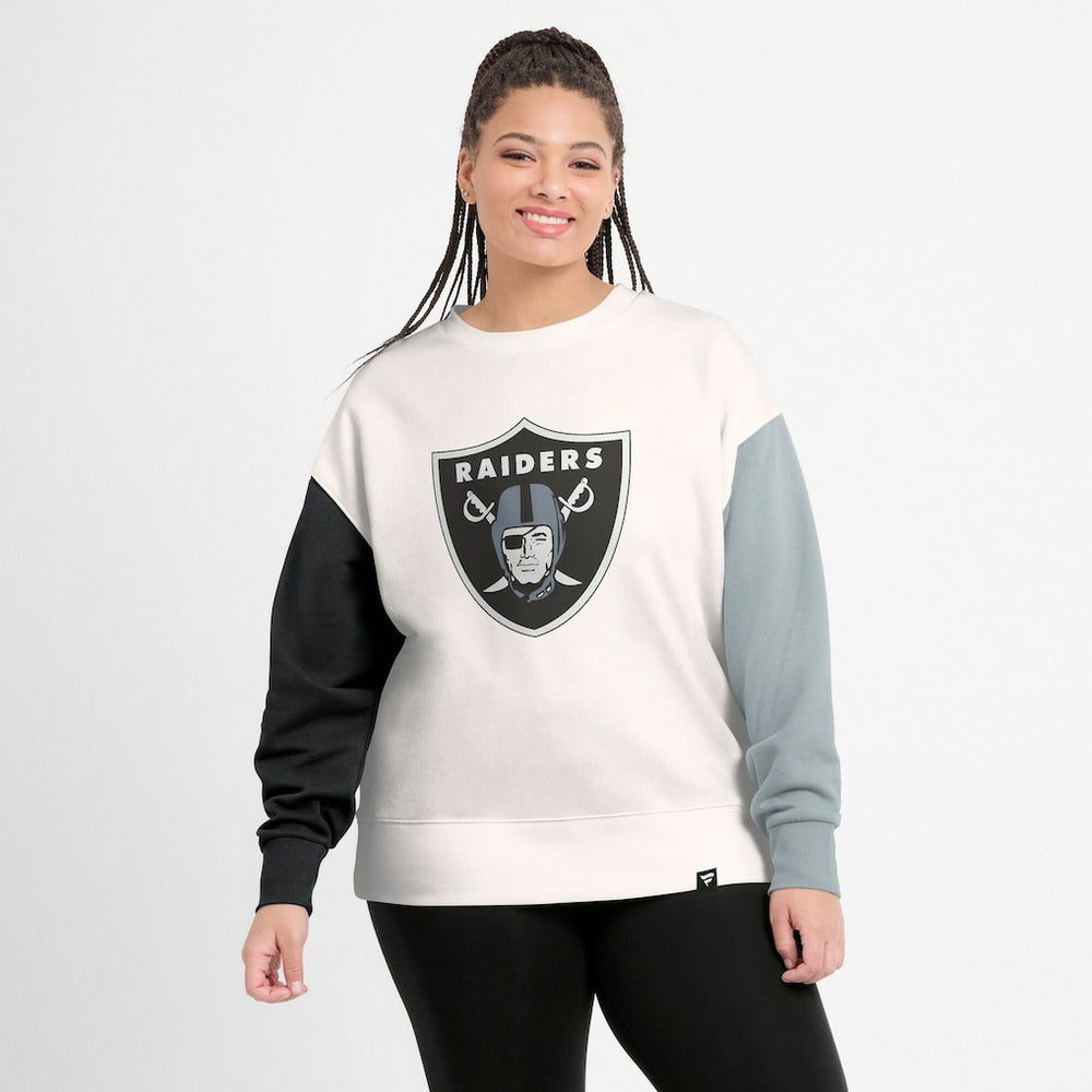Las Vegas Raiders Women's Colorblock Primary Logo Pullover Sweatshirt White | Fanatics