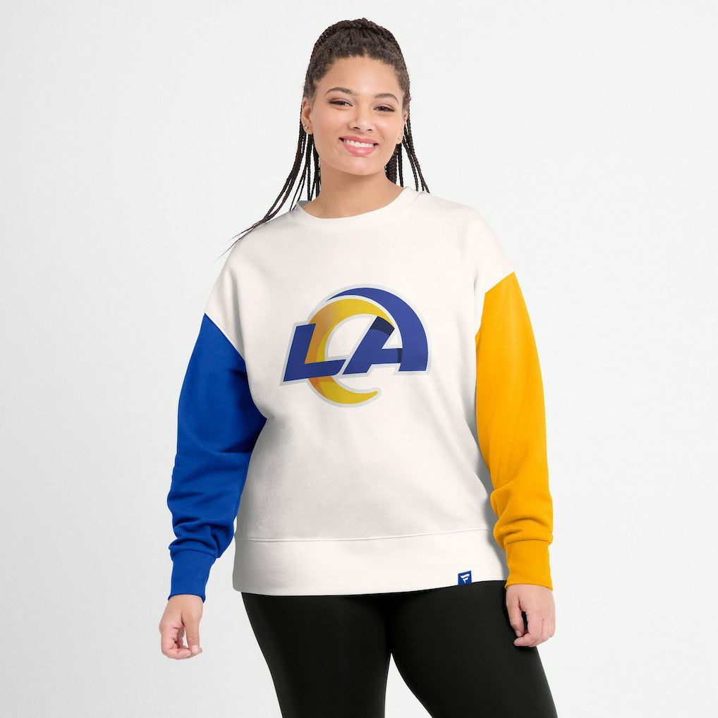 Los Angeles Rams Women's Colorblock Primary Logo Pullover Sweatshirt White | Fanatics