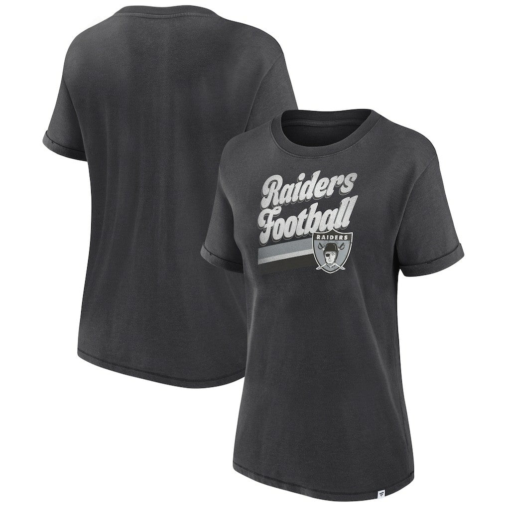 Las Vegas Raiders Women's Hit Snow Washed T-Shirt Charcoal | Fanatics