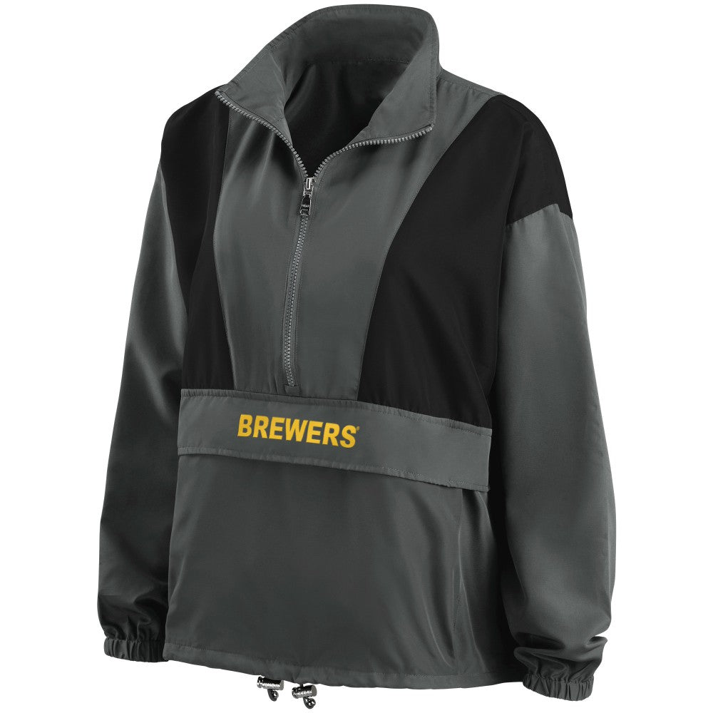 Milwaukee Brewers WEAR by Erin Andrews Women's Packable Half-Zip Jacket - MLB