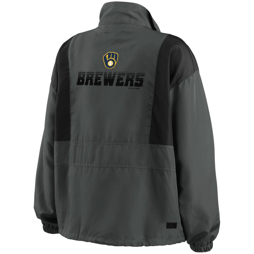 Milwaukee Brewers WEAR by Erin Andrews Women's Packable Half-Zip Jacket - MLB