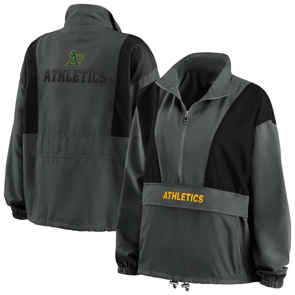 Athletics WEAR by Erin Andrews Women's Packable Half-Zip Jacket - MLB