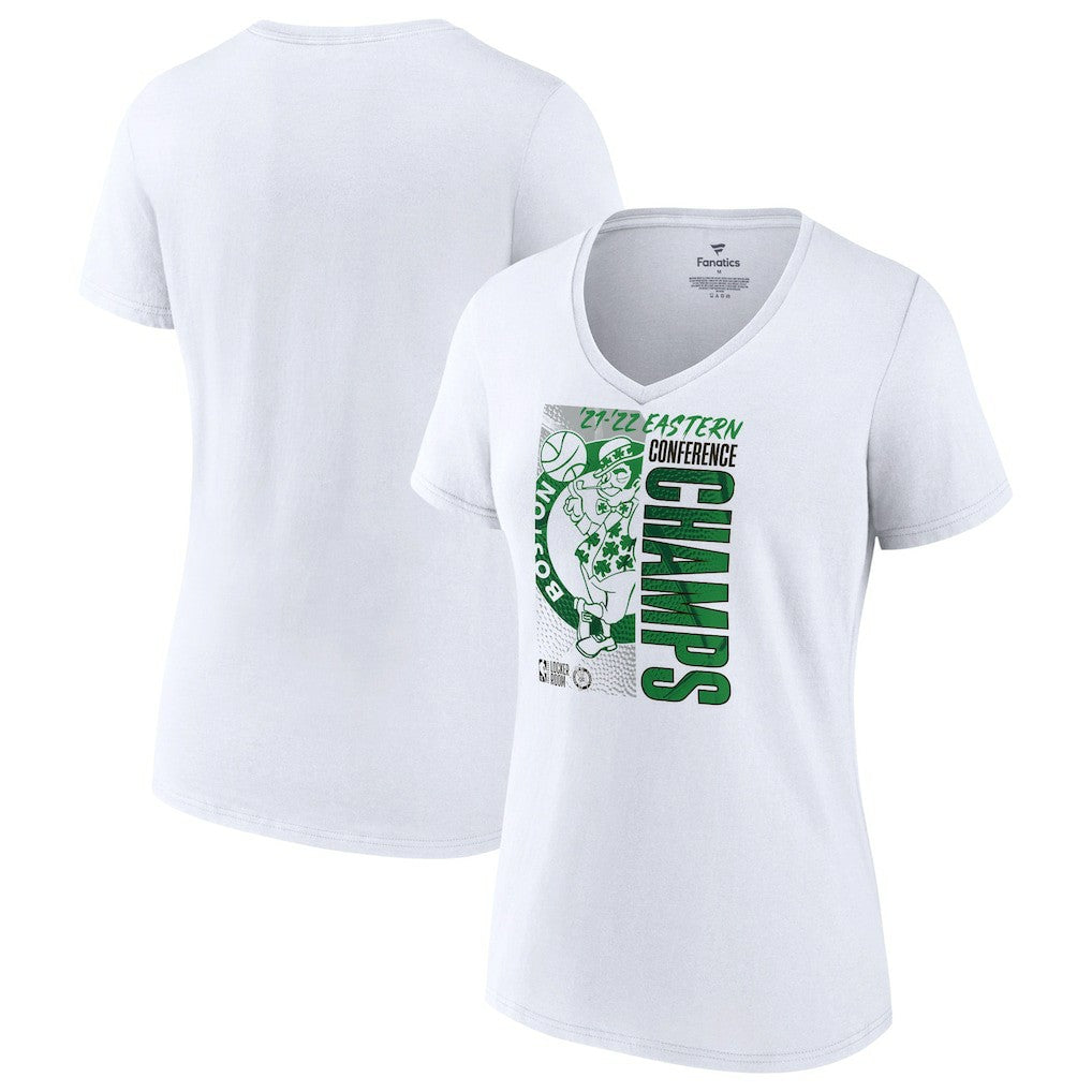 Boston Celtics Women's 2022 Eastern Conference Champions Locker Room V-Neck T-Shirt White - NBA