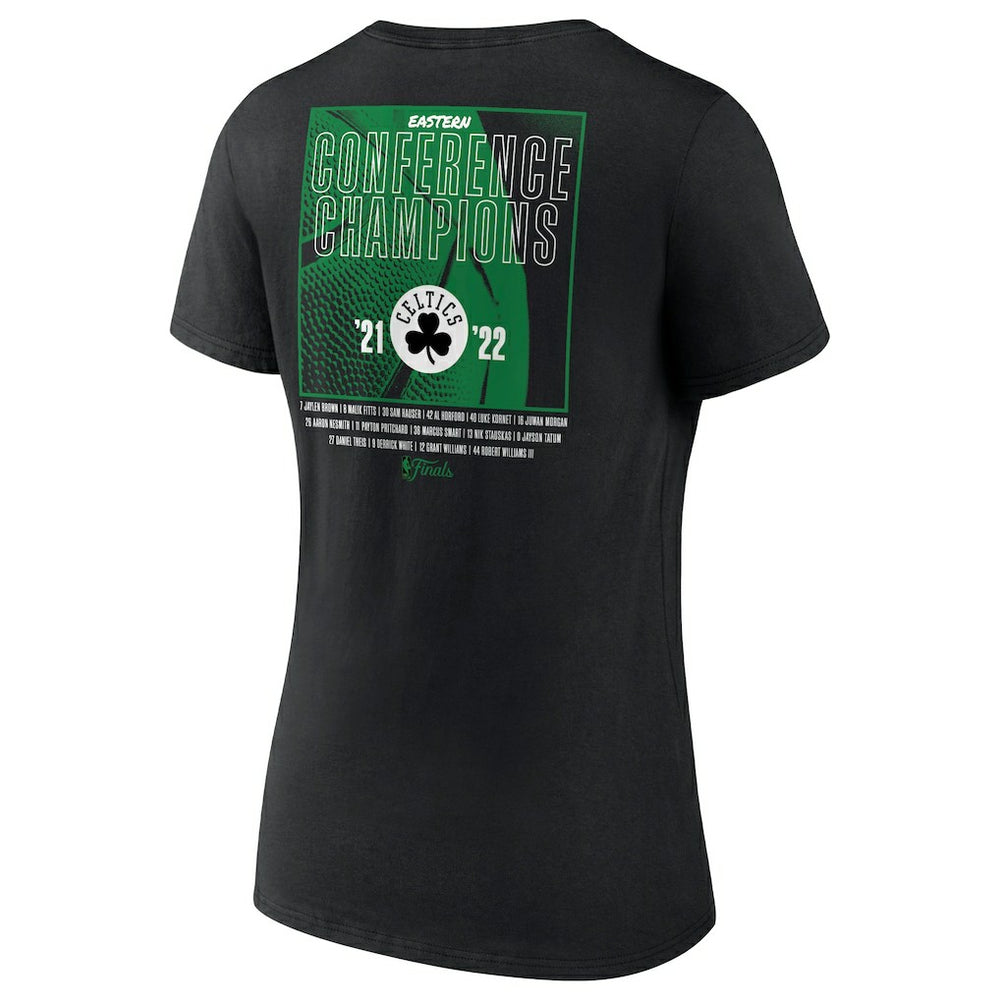 Boston Celtics Women's 2022 Eastern Conference Champions Balanced Attack Roster V-Neck T-Shirt Black - NBA