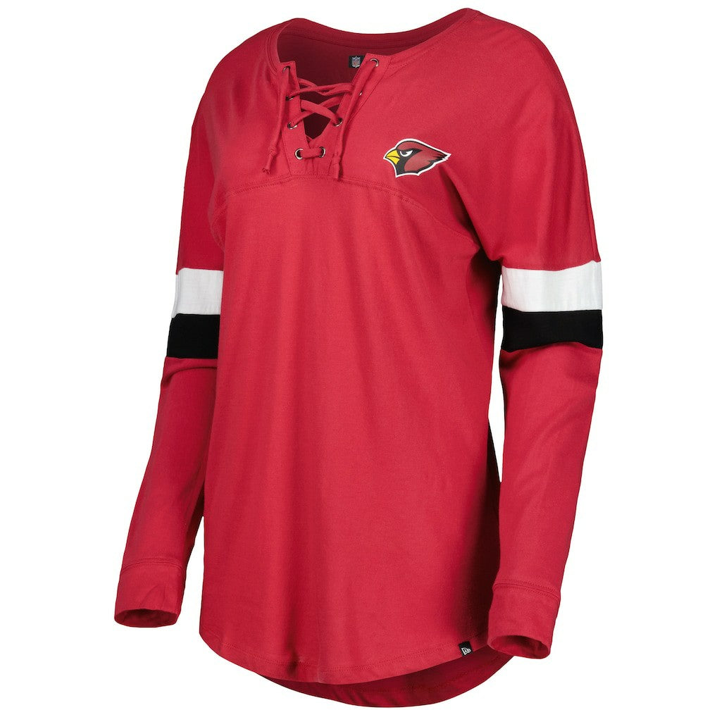 Arizona Cardinals New Era Women's Athletic Varsity Lace-Up Lightweight Long Sleeve T-Shirt Cardinal | NFL