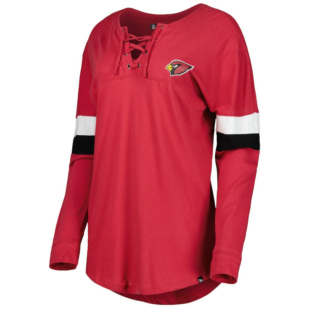 Arizona Cardinals New Era Women's Athletic Varsity Lace-Up Lightweight Long Sleeve T-Shirt Cardinal | NFL