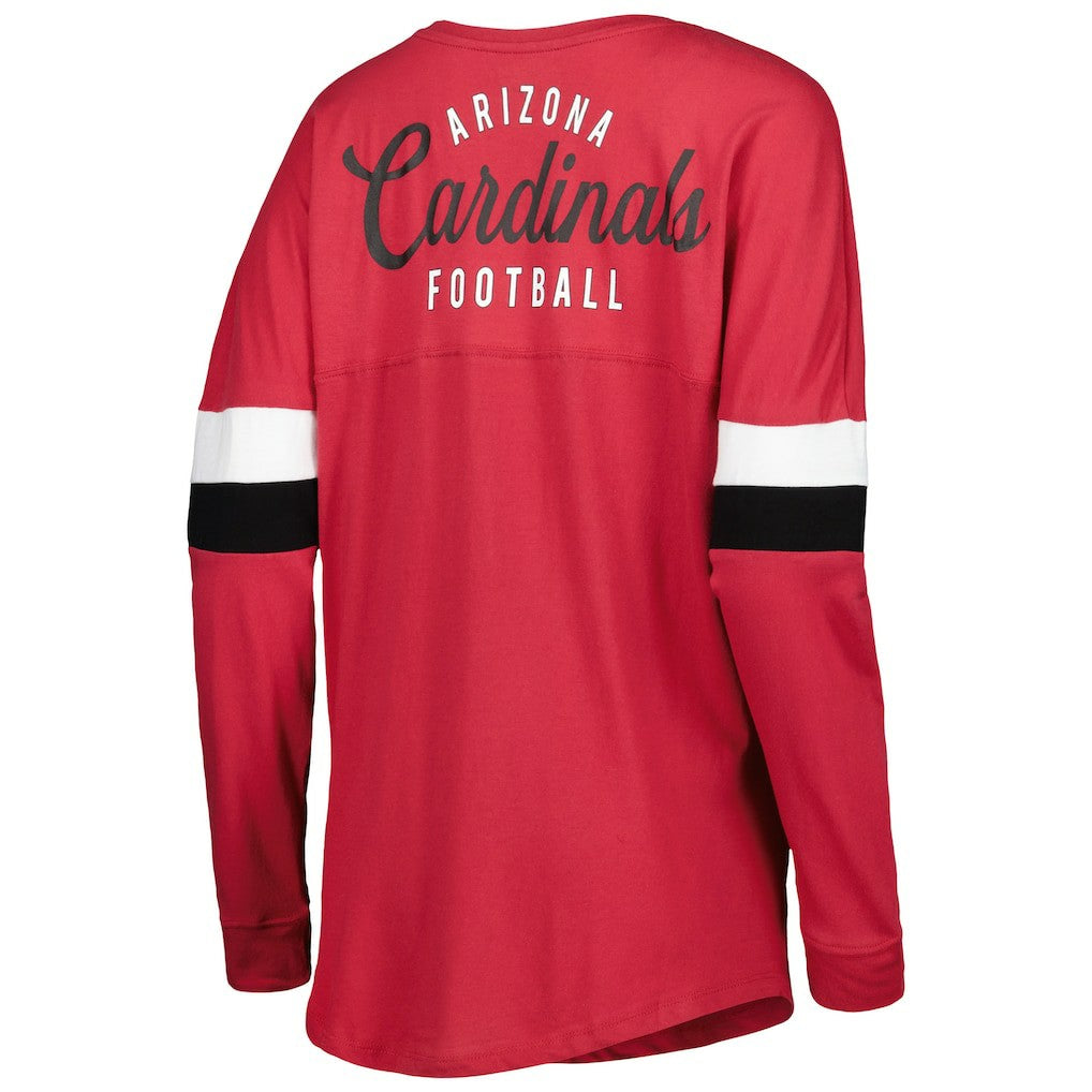 Arizona Cardinals New Era Women's Athletic Varsity Lace-Up Lightweight Long Sleeve T-Shirt Cardinal | NFL