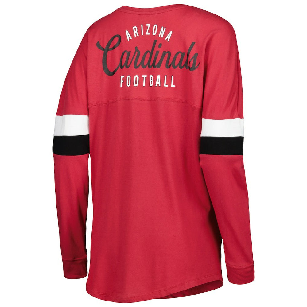 Arizona Cardinals New Era Women's Athletic Varsity Lace-Up Lightweight Long Sleeve T-Shirt Cardinal | NFL