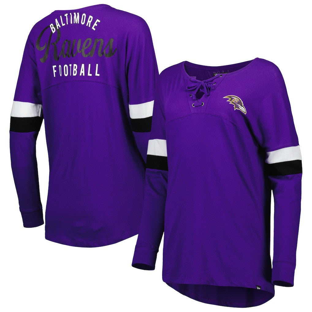 Baltimore Ravens New Era Women's Athletic Varsity Lace-Up Lightweight Long Sleeve T-Shirt Purple | NFL