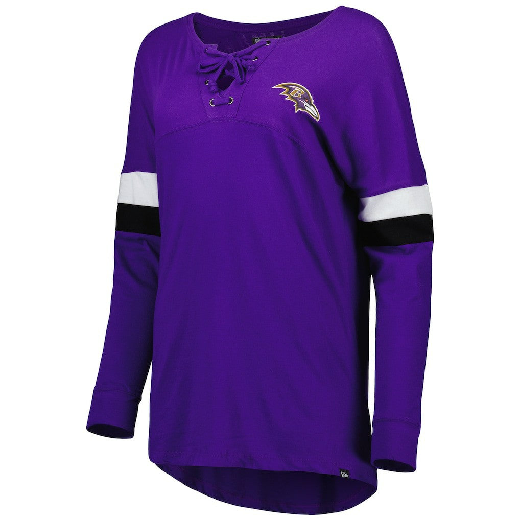 Baltimore Ravens New Era Women's Athletic Varsity Lace-Up Lightweight Long Sleeve T-Shirt Purple | NFL