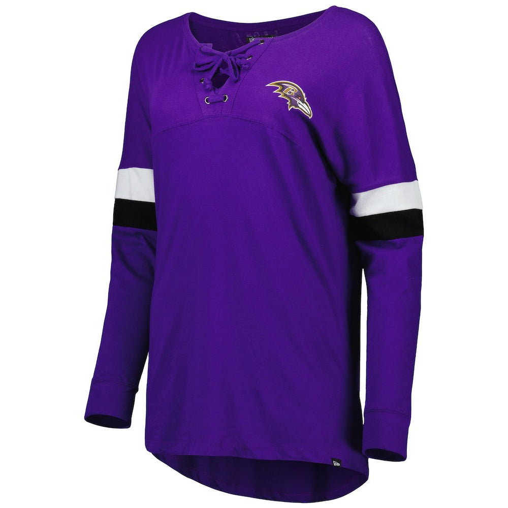 Baltimore Ravens New Era Women's Athletic Varsity Lace-Up Lightweight Long Sleeve T-Shirt Purple | NFL