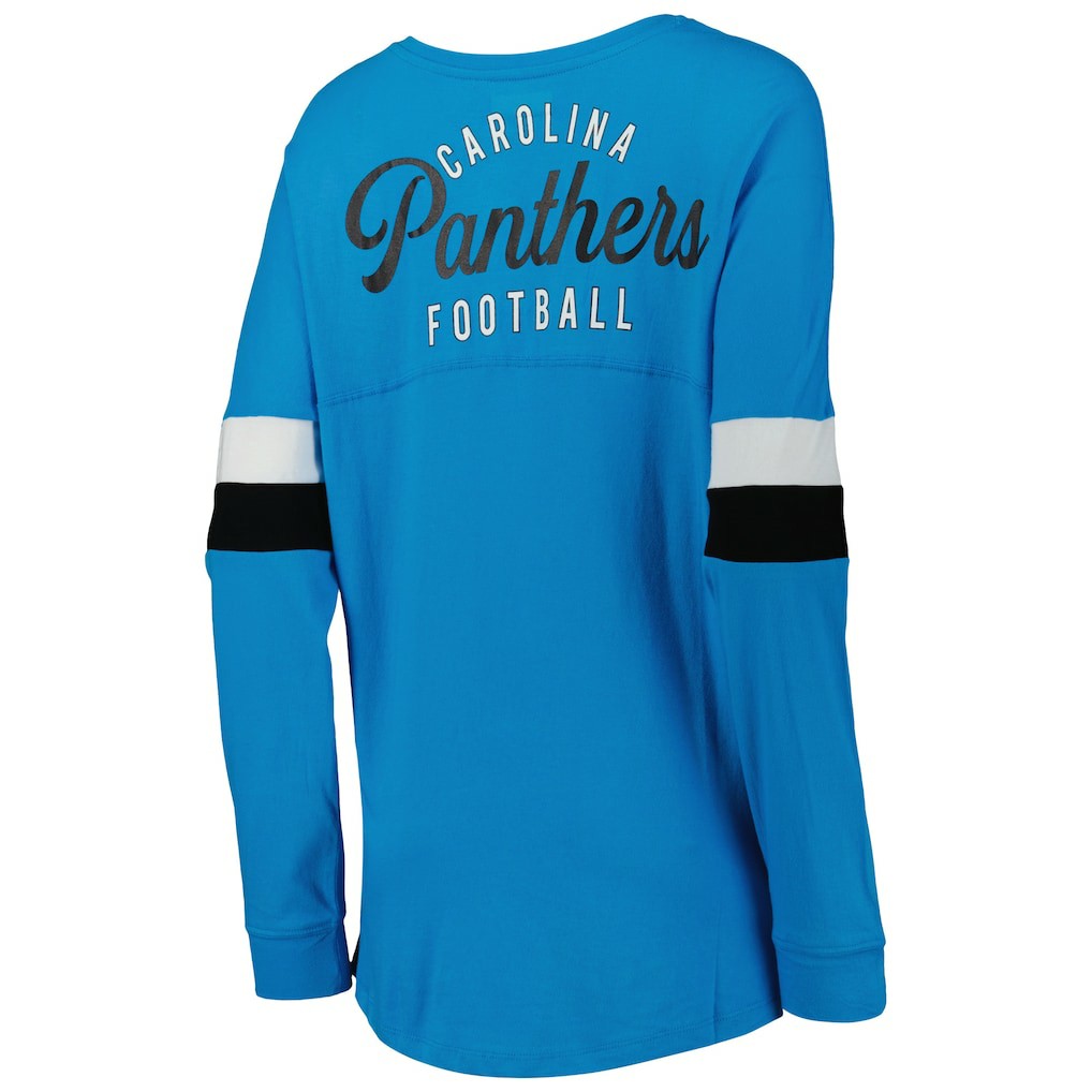 Carolina Panthers New Era Women's Athletic Varsity Lace-Up Lightweight Long Sleeve T-Shirt Blue | NFL