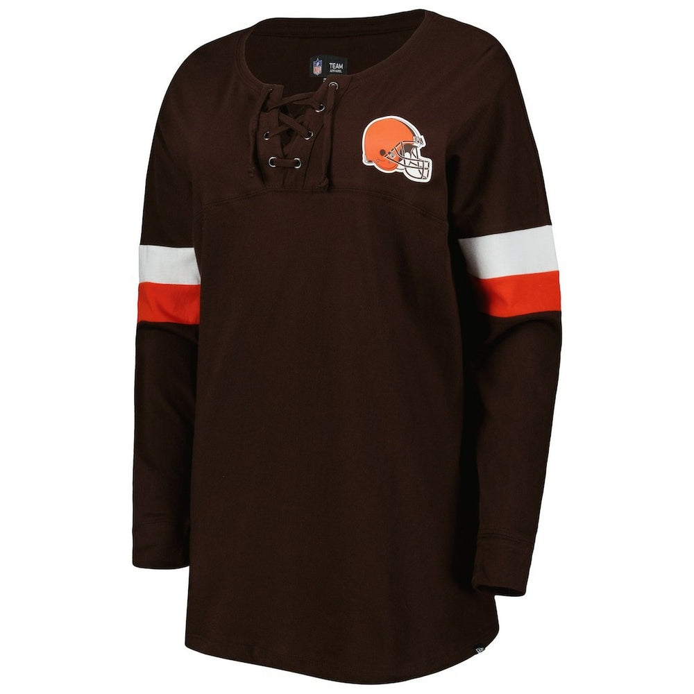 Cleveland Browns New Era Women's Athletic Varsity Lace-Up Lightweight Long Sleeve T-Shirt Brown | NFL