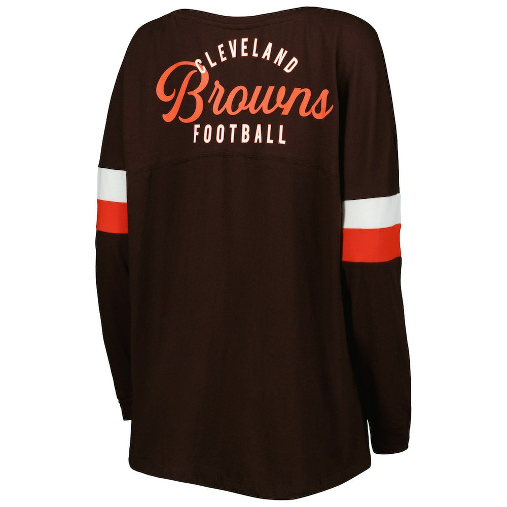 Cleveland Browns New Era Women's Athletic Varsity Lace-Up Lightweight Long Sleeve T-Shirt Brown | NFL