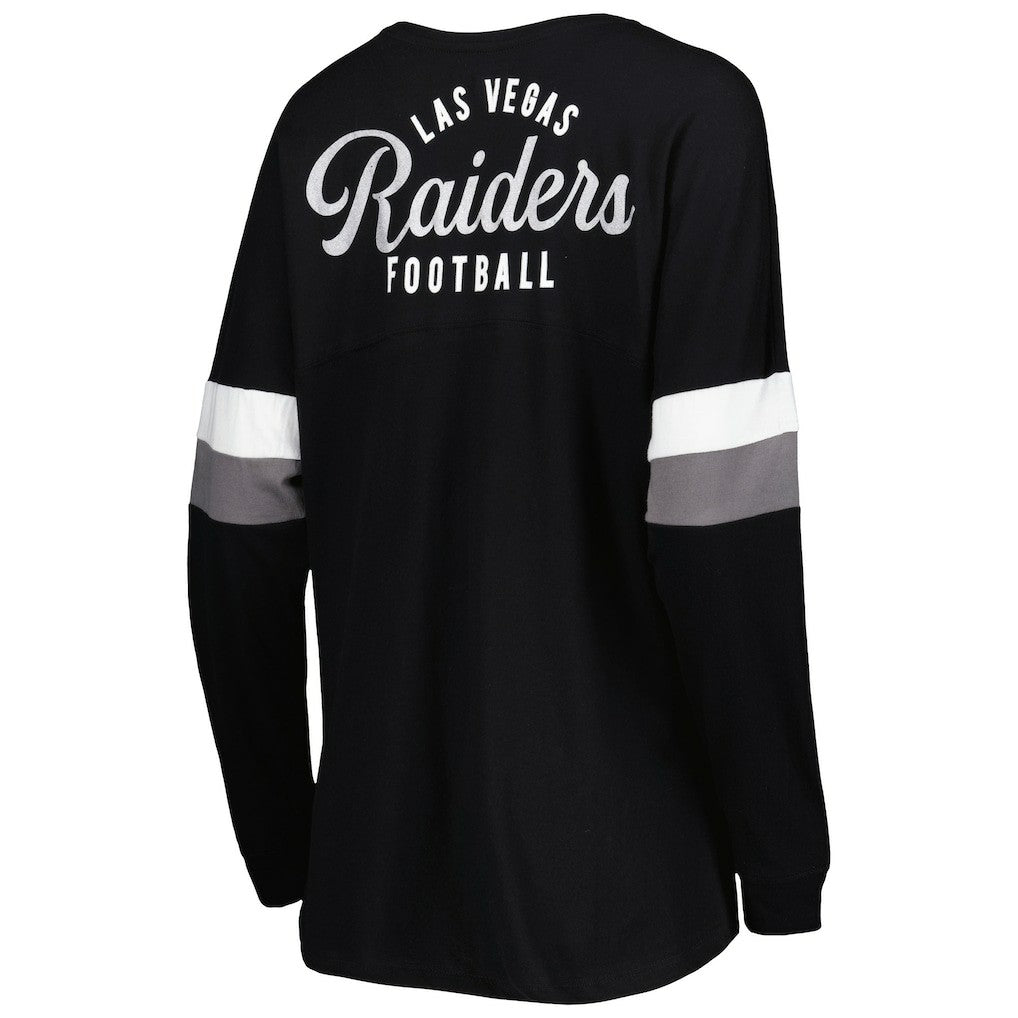 Las Vegas Raiders New Era Women's Athletic Varsity Lace-Up Lightweight Long Sleeve T-Shirt Black | NFL